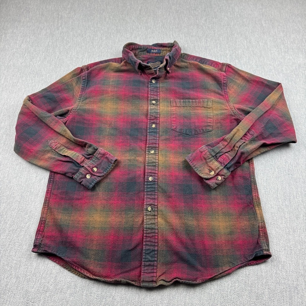 Pendleton Shirt Men Large Red Yellow Mason Plaid Flannel Button Down Outdoors